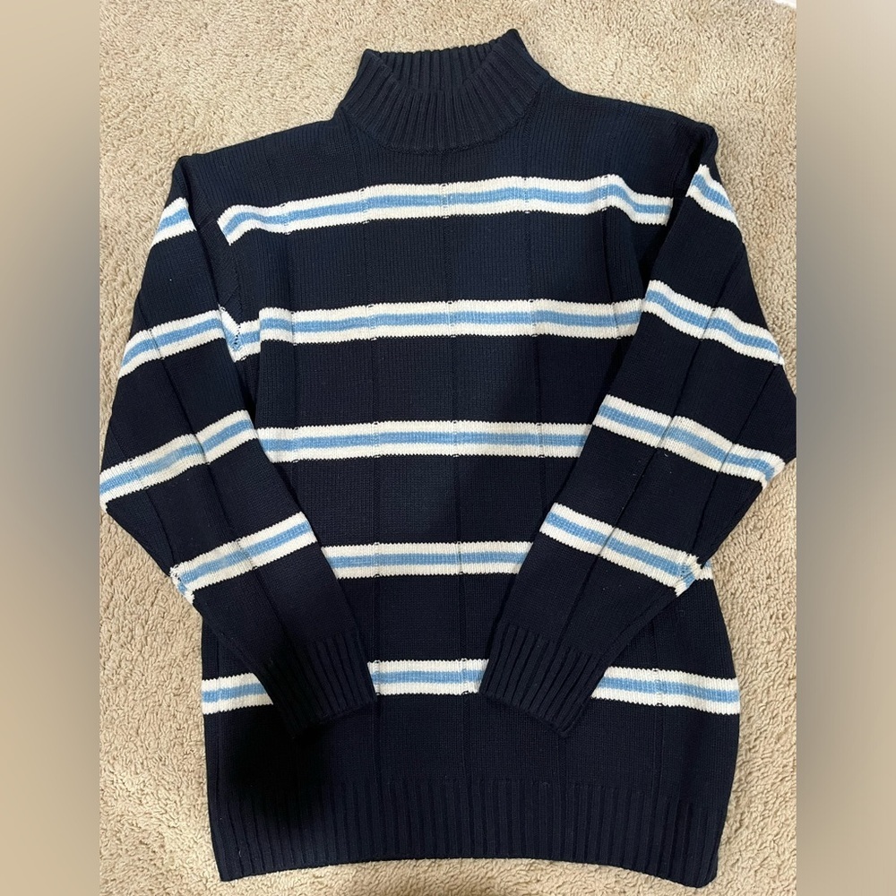BTL VINTAGE NAVY BLUE ACRYLIC KNIT Sweater, NAUTICAL, MEN SIZE XL
